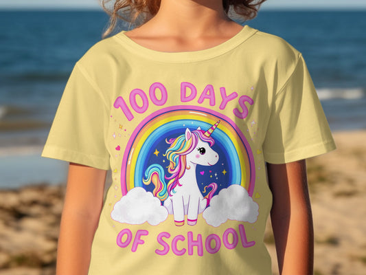 100 Days Of School Rainbow Unicorn T-Shirt product type