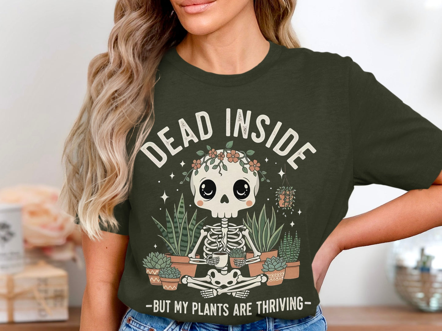 Unique Dead Inside But Plants Thriving Graphic T-Shirt Product
