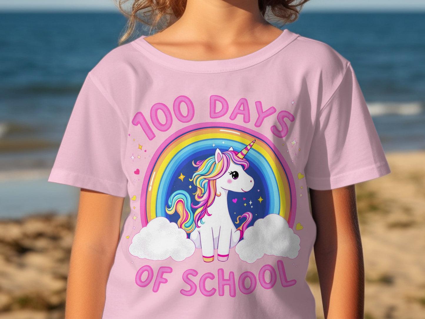 100 Days of School Unicorn Rainbow T-Shirt product type