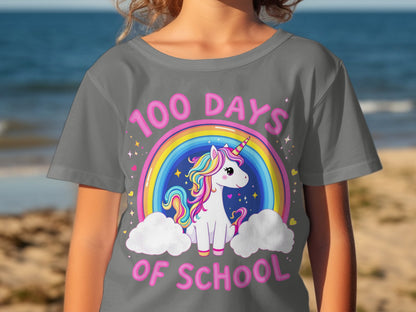 100 Days of School Unicorn Rainbow Kids T-Shirt product type