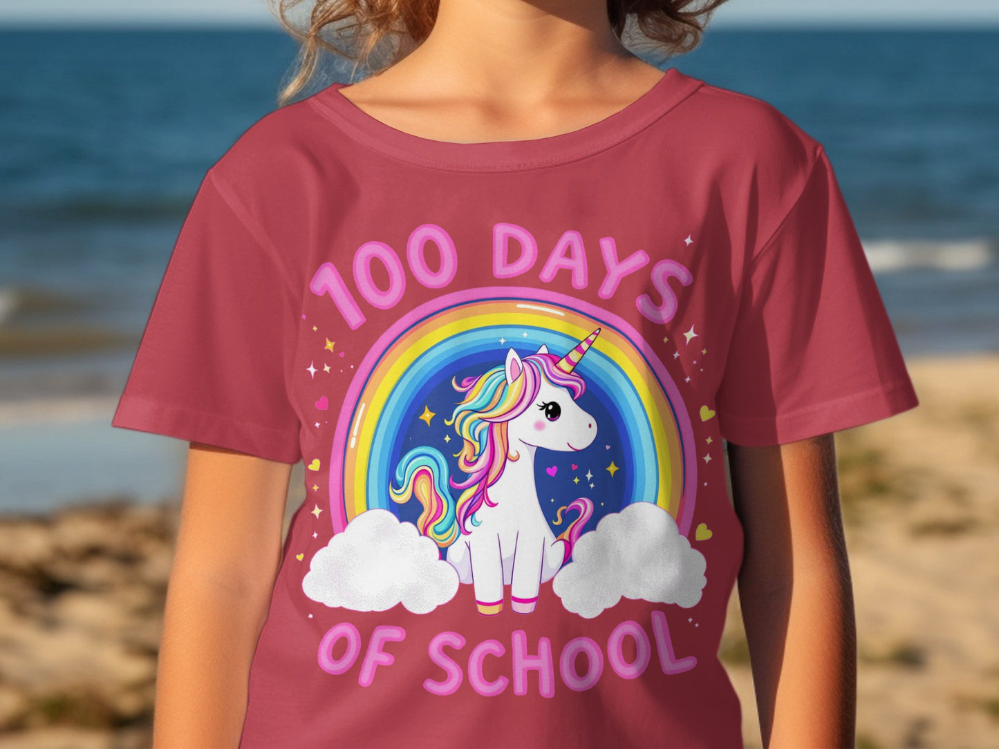 Vibrant 100 Days Of School Unicorn Graphic T-Shirt product