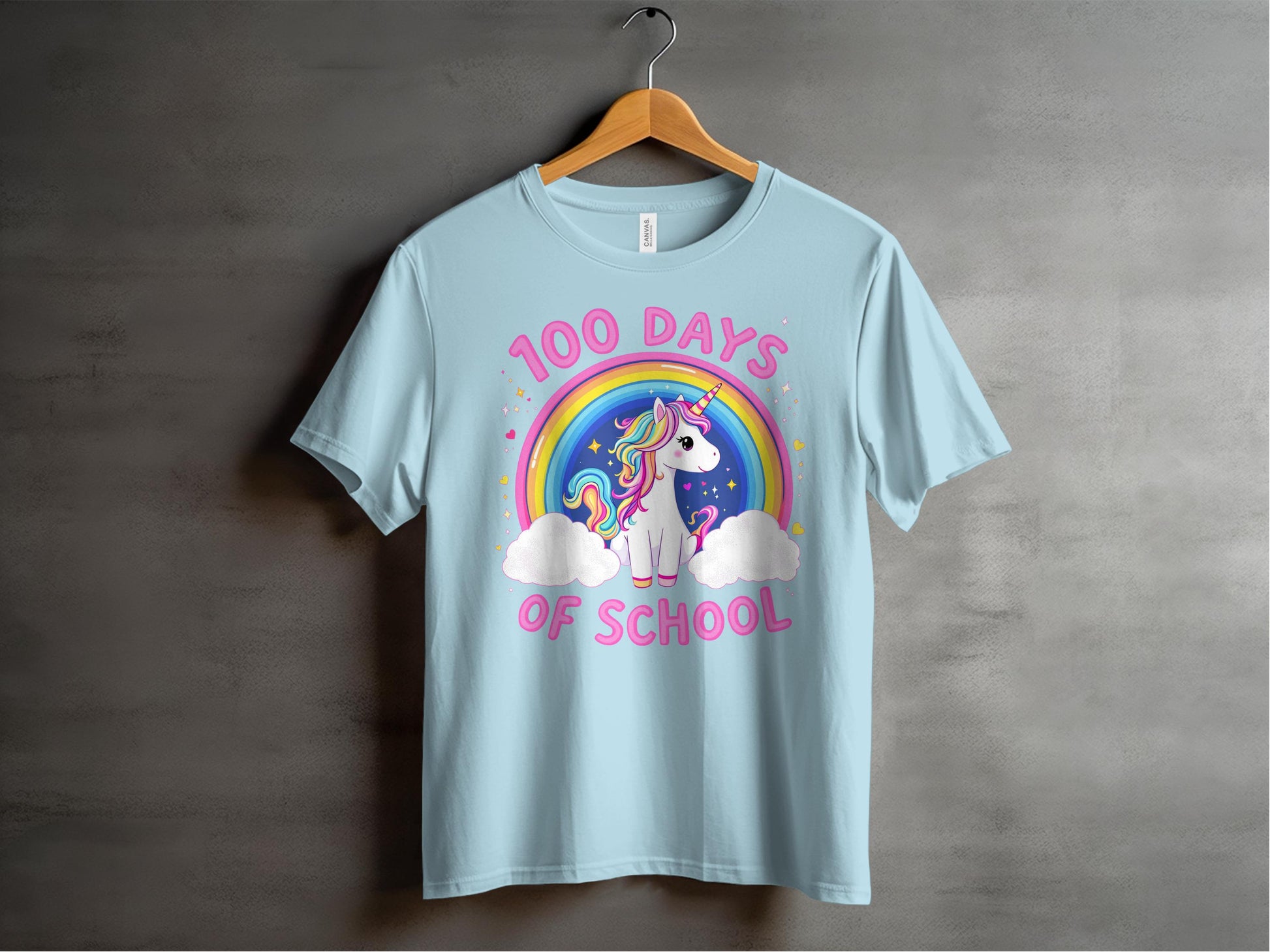 100 Days of School Unicorn Rainbow Graphic T-Shirt product type