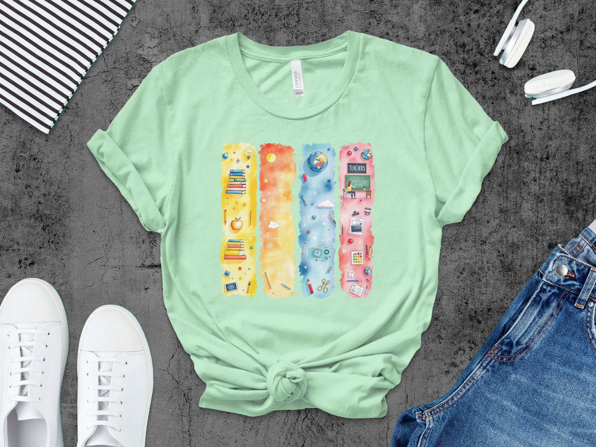 Colorful Patterned Educational Icons T-Shirt product