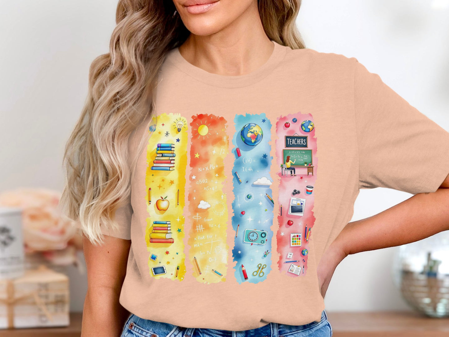 Colorful Educational Icons Artwork on Casual Top product type
